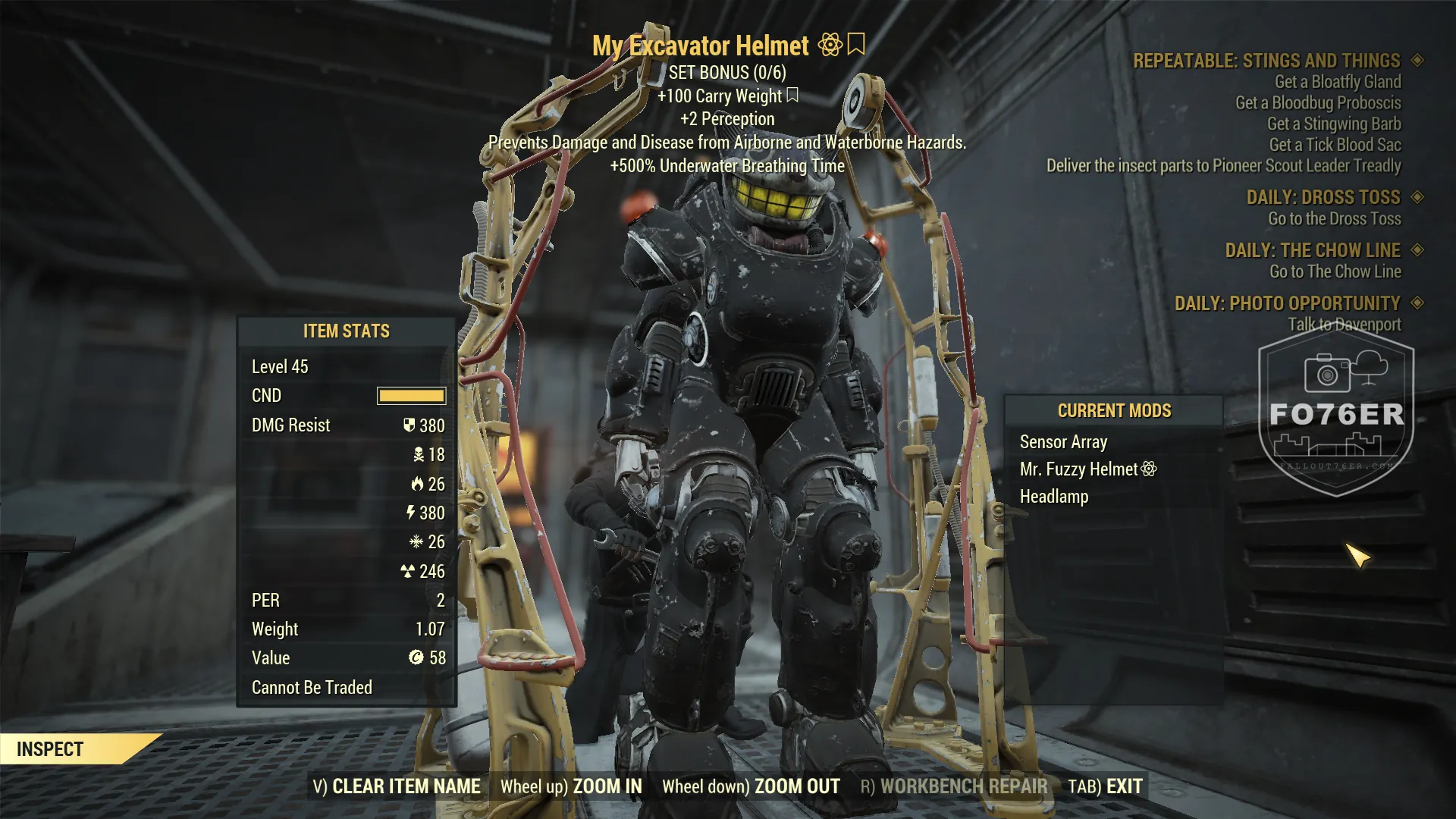 Excavator power armor helmet