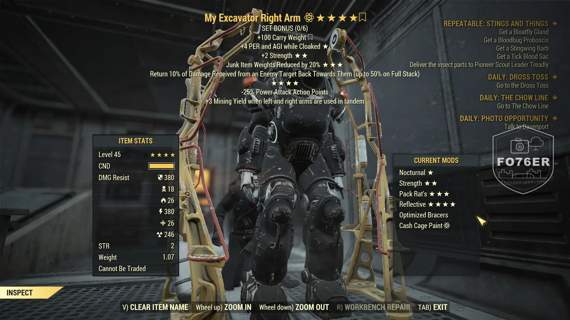 Excavator power armor right arm
