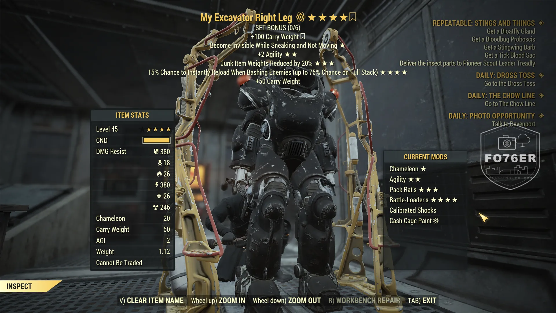 Excavator power armor right leg