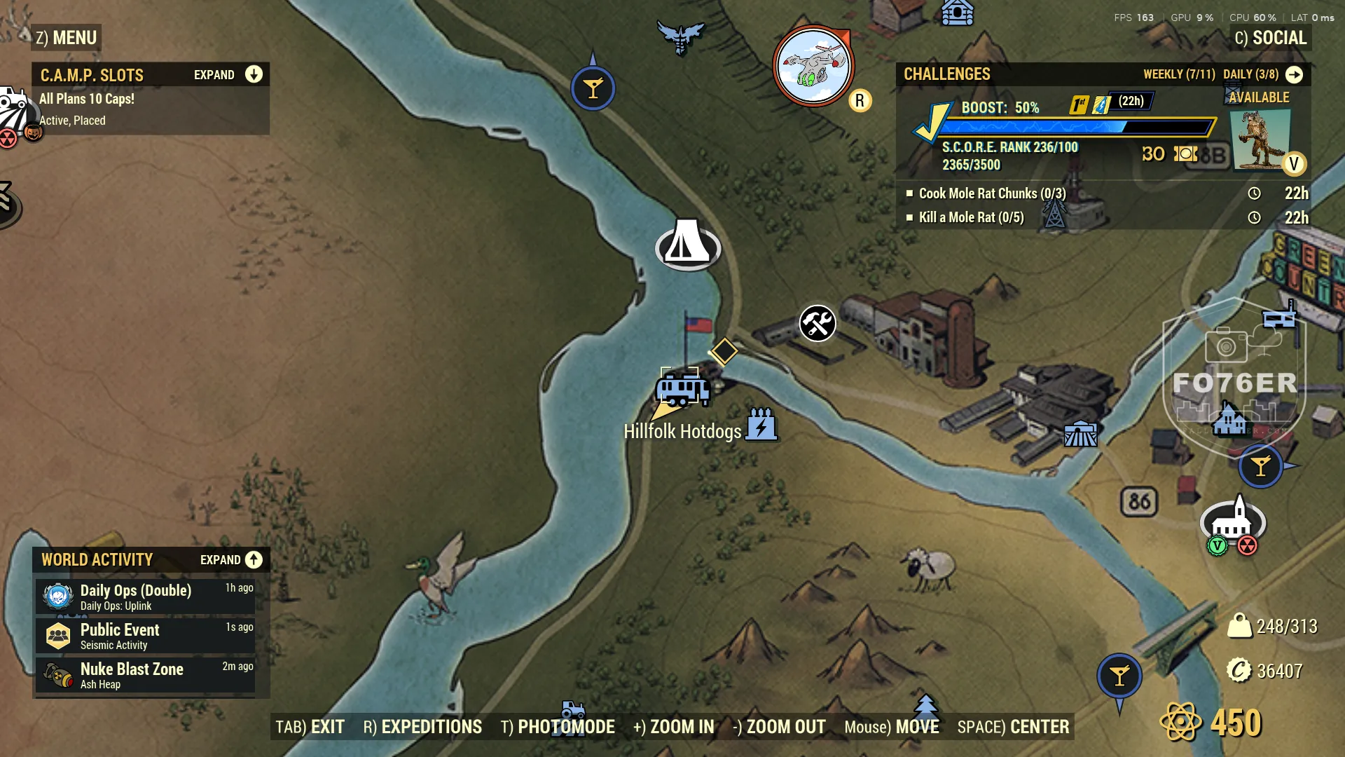 Mole Rat spawn map — Hillfolk Hotdogs (The Forest), Fallout 76