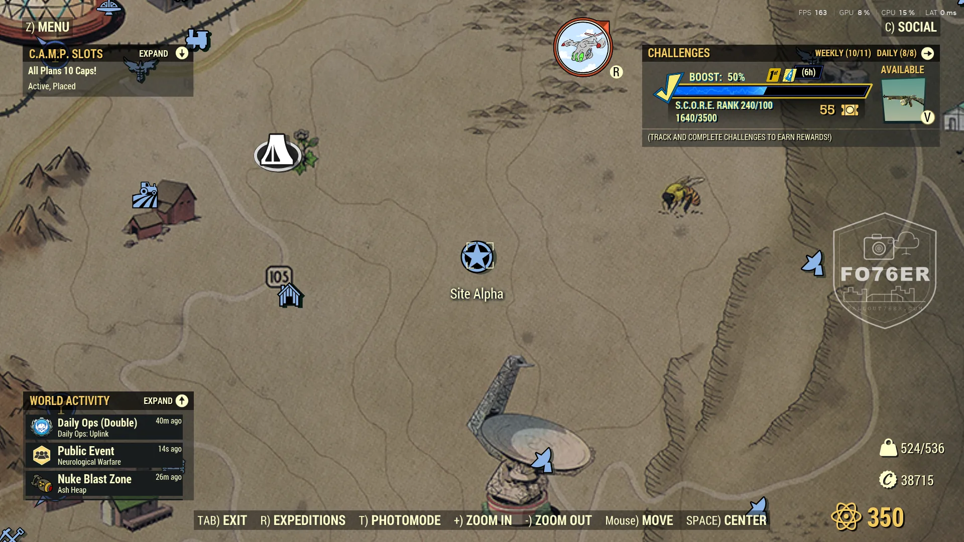 Sentry Bot spawn map — Nuclear Silos (Savage Divide), Fallout 76