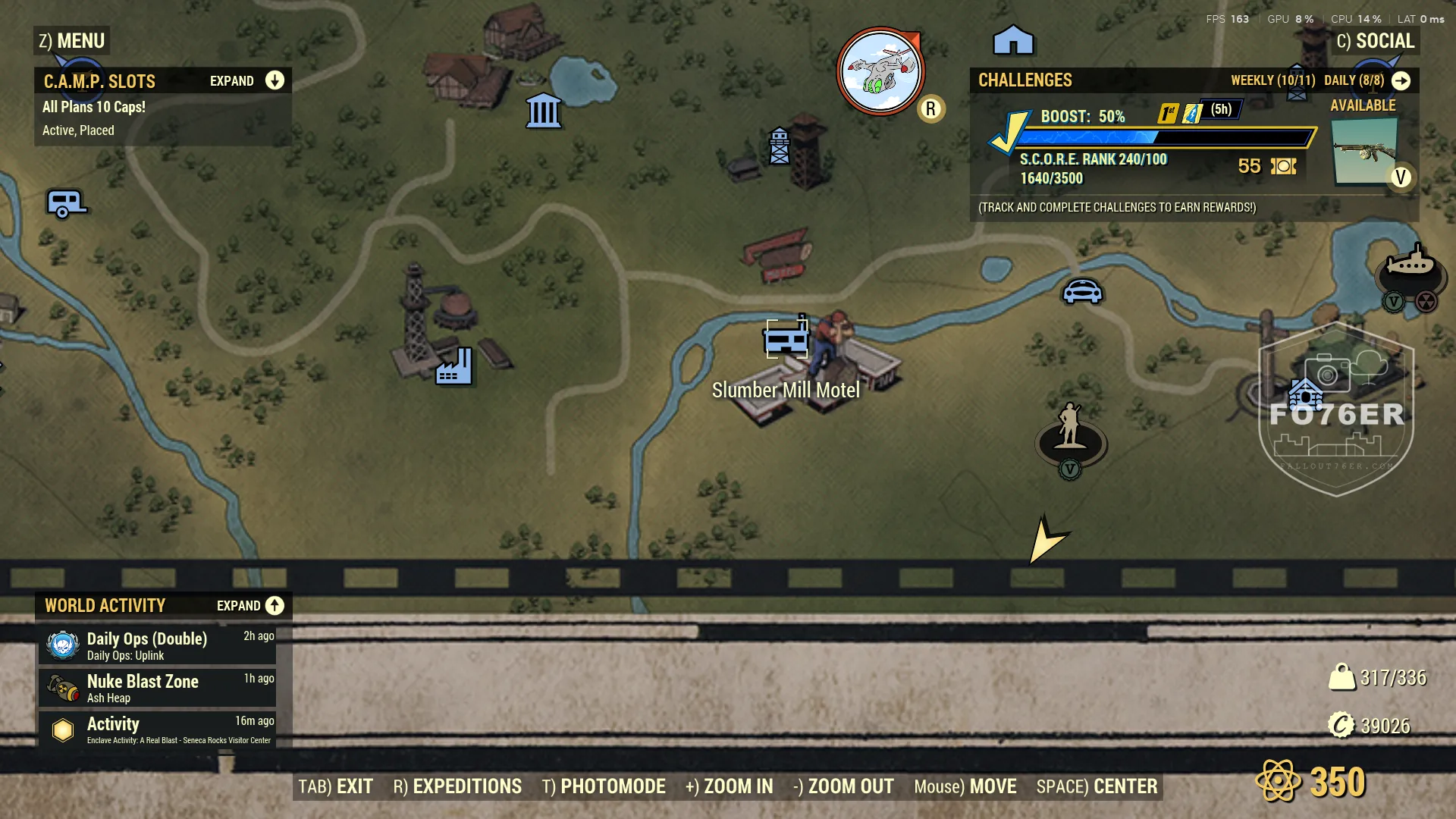 Lost spawn map — Slumber Mill Motel Roads (Skyline Valley), Fallout 76