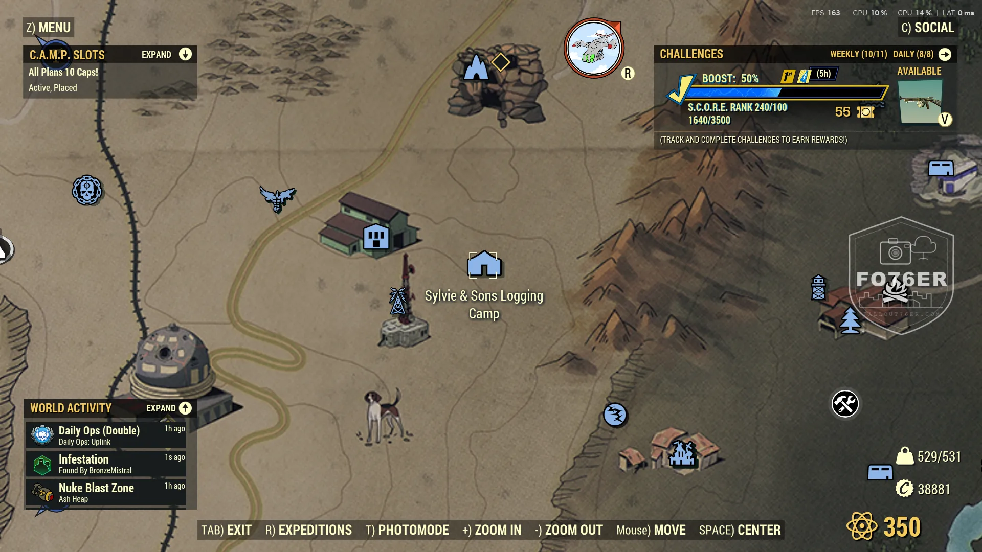 Mongrel spawn map — Sylvie and Sons Logging Camp (Savage Divide), Fallout 76