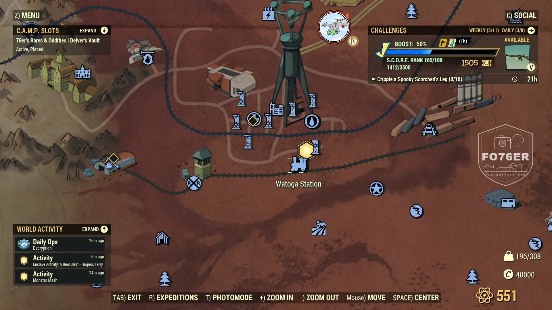 Assaultron spawn map — Watoga Station (Cranberry Bog), Fallout 76